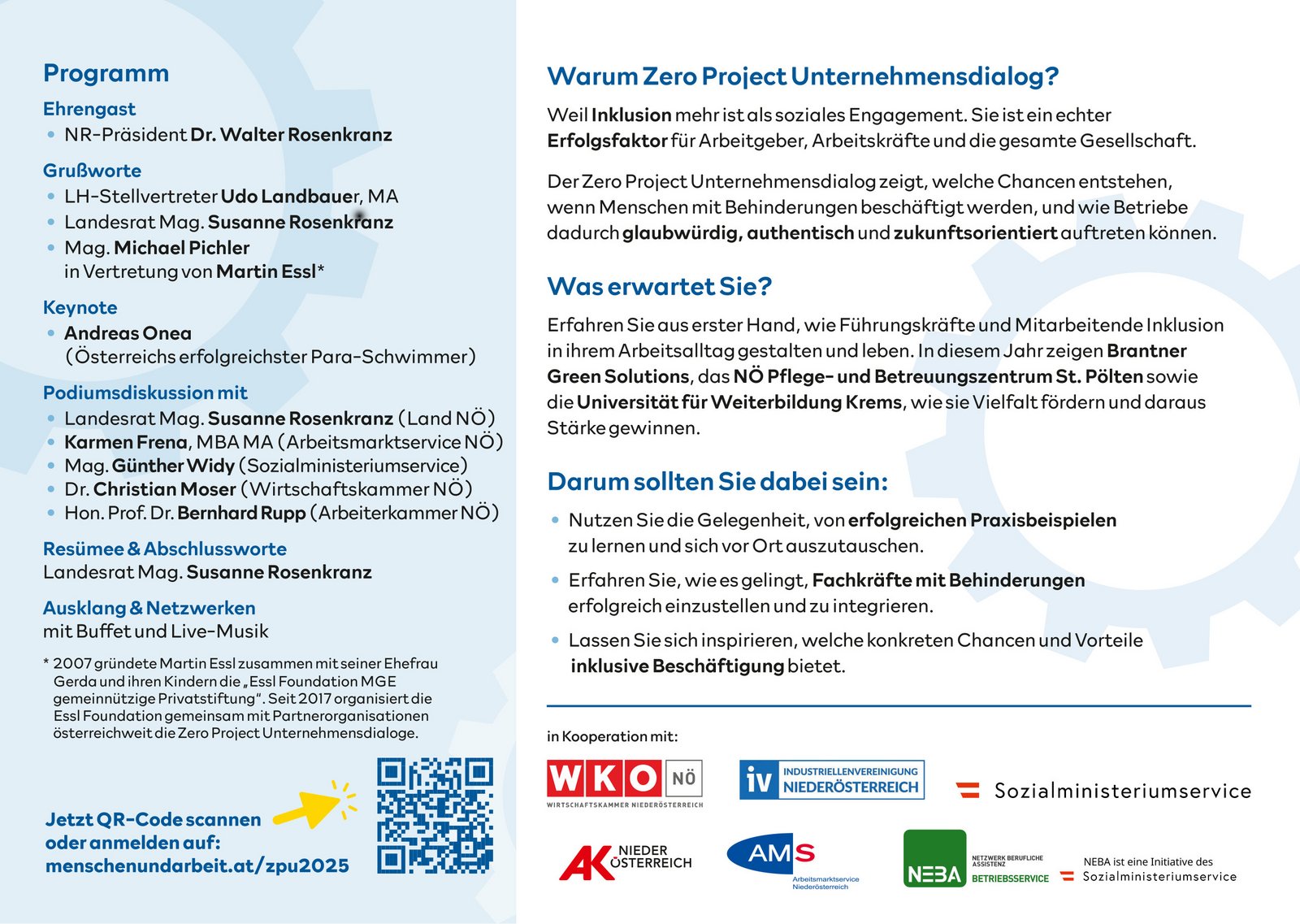 Programm und Informationen über den Zero Project Unternehmensdialog